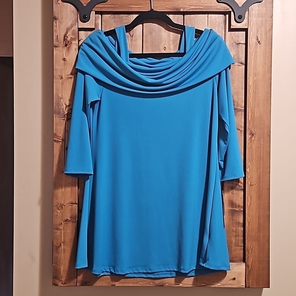 Rapzwear Blue Convertible Cowl Neck Top Size S
